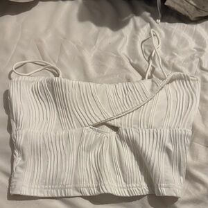 SHEIN White Pleated Crop Top